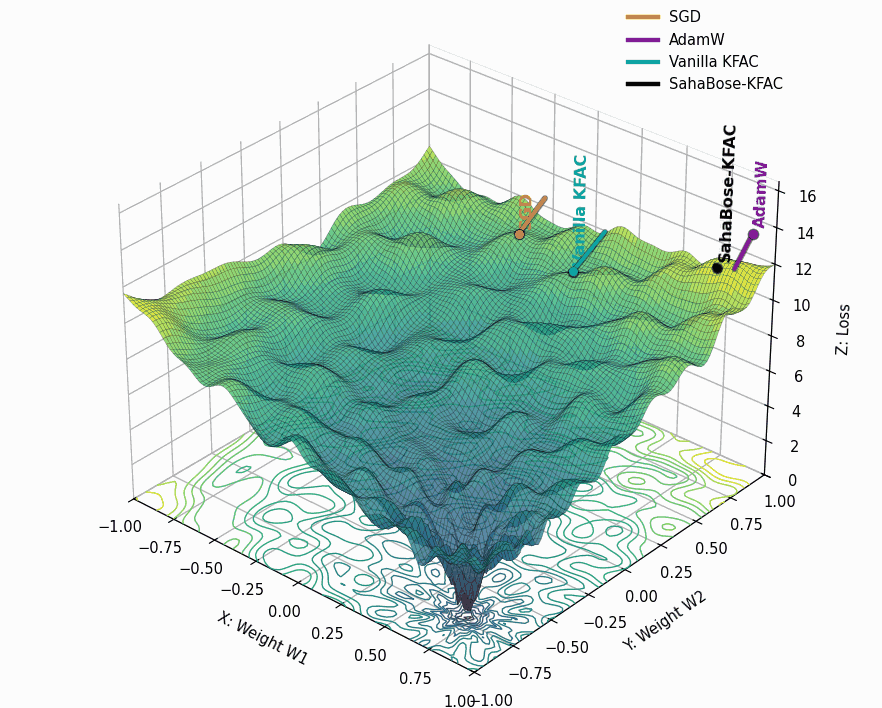 Illustrative example of optimizer loss landscape trajectories